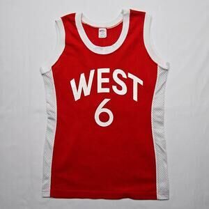 Vintage Champion Jersey Red Mesh West 6 Tank Top Womens Size 12